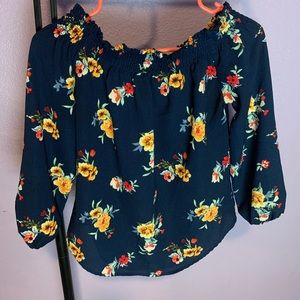 Blue off the shoulder blouse